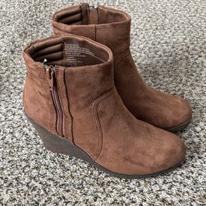 Merona Brown Wedge Ankle Boots